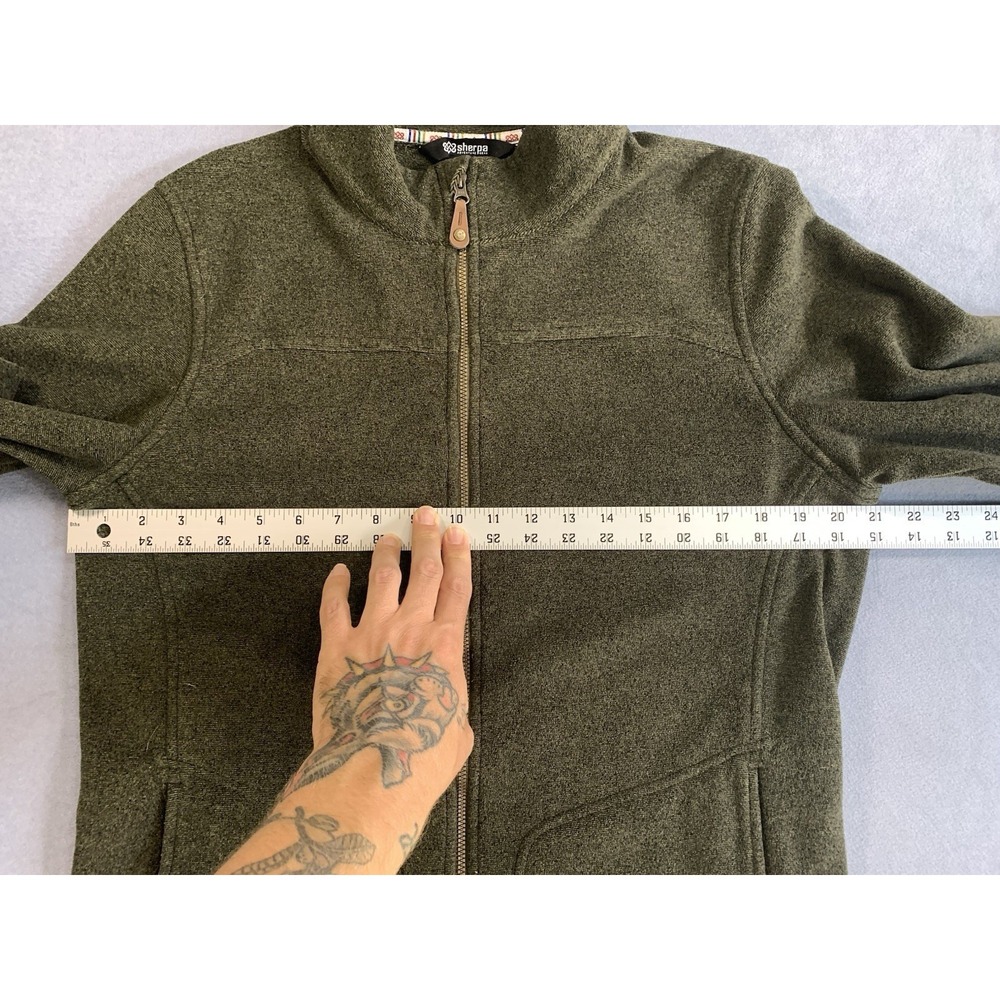 Sherpa Brand Adventure Gear Full Zip Green Fleece Jacket Size Medium Nepal - Picture 4 of 5